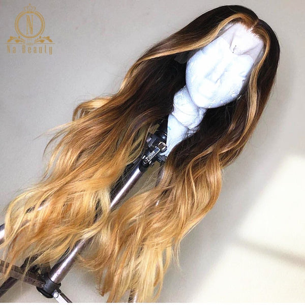 Honey Blonde Lace Front Wigs Body Wave Ombre Colored T Lace Human Hair Wigs For Black Women 13x6 Lace Frontal Wig Remy Nabeauty - Bellelooks