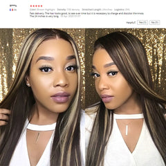 Honey Blonde Ombre Straight Highlight Color Hair 4x4 Closure Wig Human Hair Wig Pre Plucked  For Black Women Nabeauty Remy 150 - Bellelooks