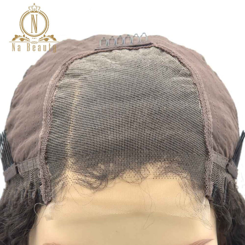 Honey Blonde Ombre Straight Highlight Color Hair 4x4 Closure Wig Human Hair Wig Pre Plucked  For Black Women Nabeauty Remy 150 - Bellelooks