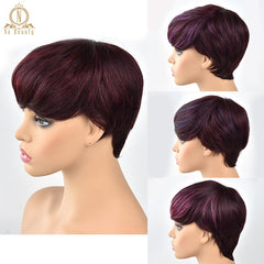Human Hair Short Wigs Pixie Cut Ombre Wigs For Women Brazilian Remy Human Hair Straight Short None Lace Wigs 4 Colors NABEAUTY - Bellelooks