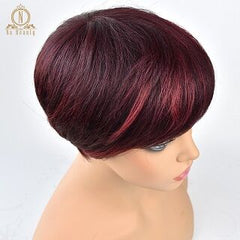 Human Hair Short Wigs Pixie Cut Ombre Wigs For Women Brazilian Remy Human Hair Straight Short None Lace Wigs 4 Colors NABEAUTY - Bellelooks