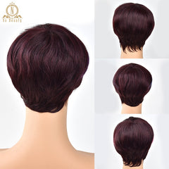 Human Hair Short Wigs Pixie Cut Ombre Wigs For Women Brazilian Remy Human Hair Straight Short None Lace Wigs 4 Colors NABEAUTY - Bellelooks