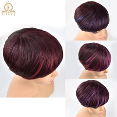 Human Hair Short Wigs Pixie Cut Ombre Wigs For Women Brazilian Remy Human Hair Straight Short None Lace Wigs 4 Colors NABEAUTY - Bellelooks