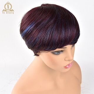 Human Hair Short Wigs Pixie Cut Ombre Wigs For Women Brazilian Remy Human Hair Straight Short None Lace Wigs 4 Colors NABEAUTY - Bellelooks