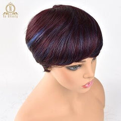 Human Hair Short Wigs Pixie Cut Ombre Wigs For Women Brazilian Remy Human Hair Straight Short None Lace Wigs 4 Colors NABEAUTY - Bellelooks