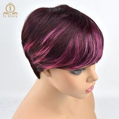 Human Hair Short Wigs Pixie Cut Ombre Wigs For Women Brazilian Remy Human Hair Straight Short None Lace Wigs 4 Colors NABEAUTY - Bellelooks