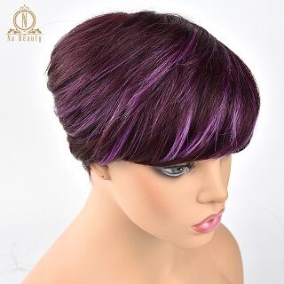 Human Hair Short Wigs Pixie Cut Ombre Wigs For Women Brazilian Remy Human Hair Straight Short None Lace Wigs 4 Colors NABEAUTY - Bellelooks