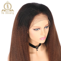 Kinky Straight 360 Lace Frontal Human Hair Wig Ombre Colored Brown Kinky Wigs For Women Brazilian Hair Pre Plucked Nabeauty 150 - Bellelooks
