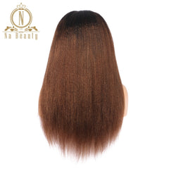 Kinky Straight 360 Lace Frontal Human Hair Wig Ombre Colored Brown Kinky Wigs For Women Brazilian Hair Pre Plucked Nabeauty 150 - Bellelooks