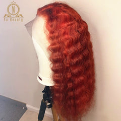 Orange Red Human Hair Wig Colored Lace Front Wigs 360 Lace Frontal Wig Full Lace Wigs Deep Wave Pre Plucked Nabeauty 150 Remy - Bellelooks