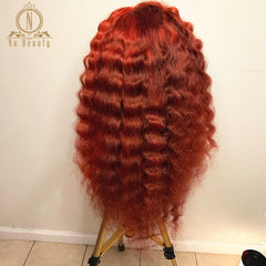 Orange Red Human Hair Wig Colored Lace Front Wigs 360 Lace Frontal Wig Full Lace Wigs Deep Wave Pre Plucked Nabeauty 150 Remy - Bellelooks