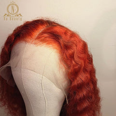 Orange Red Human Hair Wig Colored Lace Front Wigs 360 Lace Frontal Wig Full Lace Wigs Deep Wave Pre Plucked Nabeauty 150 Remy - Bellelooks