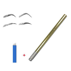 Professional Manual Eyebrow Tattoo Pen Permanent 3D Mircroblading Positioning Pen With Needles Natural Finer Hair Strokes - Bellelooks