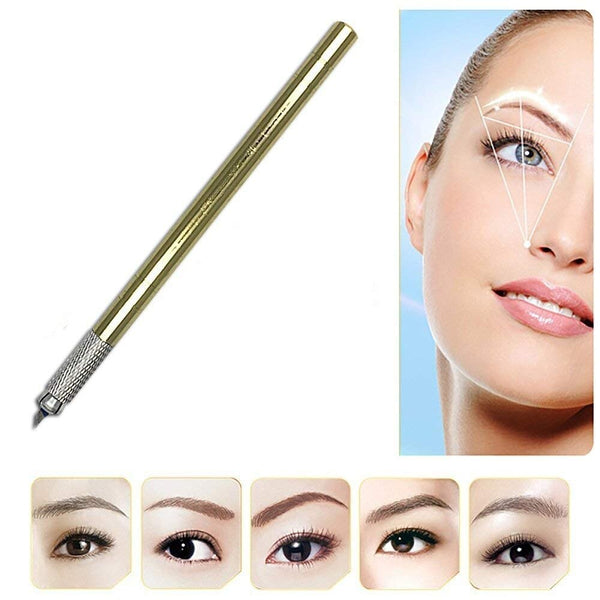 Professional Manual Eyebrow Tattoo Pen Permanent 3D Mircroblading Positioning Pen With Needles Natural Finer Hair Strokes - Bellelooks