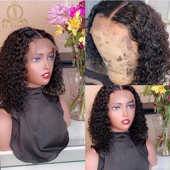 Short Curly Bob Wig Transparent Lace Bob Wigs 13x6 Lace Frontal Human Hair Wig Short Wigs Bleached Knots Preplucked Nabeauty 180 - Bellelooks
