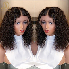Short Curly Bob Wig Transparent Lace Bob Wigs 13x6 Lace Frontal Human Hair Wig Short Wigs Bleached Knots Preplucked Nabeauty 180 - Bellelooks