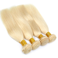 Straight 28 30 32 34 40 Inch Brazilian Remy Human Hair Weave 613 Blonde 3 4 Bundles With13x4 HD Transparent Lace Frontal Closure - Bellelooks