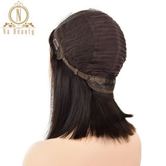 Straight U Part Wigs Human Hair Short Bob Wig Glueless 2"x4" Middle Part 150% for Women Hair Natural Black Color Remy Nabeauty - Bellelooks