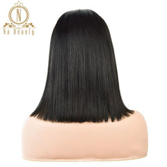 Straight U Part Wigs Human Hair Short Bob Wig Glueless 2"x4" Middle Part 150% for Women Hair Natural Black Color Remy Nabeauty - Bellelooks