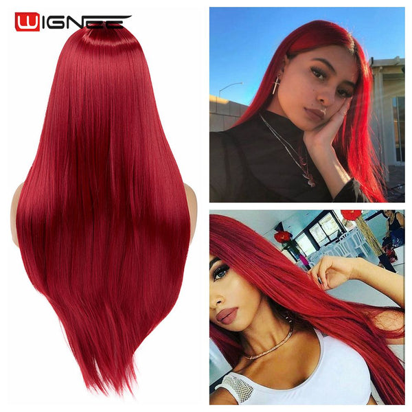 Wignee Long Straight Hair Middle Part Synthetic Wig For Women Ombre Purple Natural Hair Glueless Daily/Cosplay Female  Hair Wigs - Bellelooks