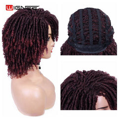 Wignee Short Burgundy Synthetic Wigs For Black Women Dreadlock Dreads African Hairstyle Braiding Crochet Twist  Fiber Hair Wig - Bellelooks